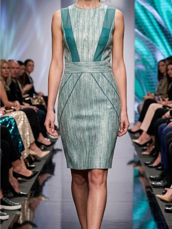 Christian Siriano Dresses & Skirts - Christian Siriano 100% Silk Teal-Lined Metallic Thread Zip Dress